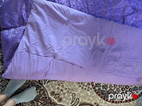 Bənövşəyi və qızılı rəngdə naxışlı yorğanlar - Material: parıltılı — Xırdalan