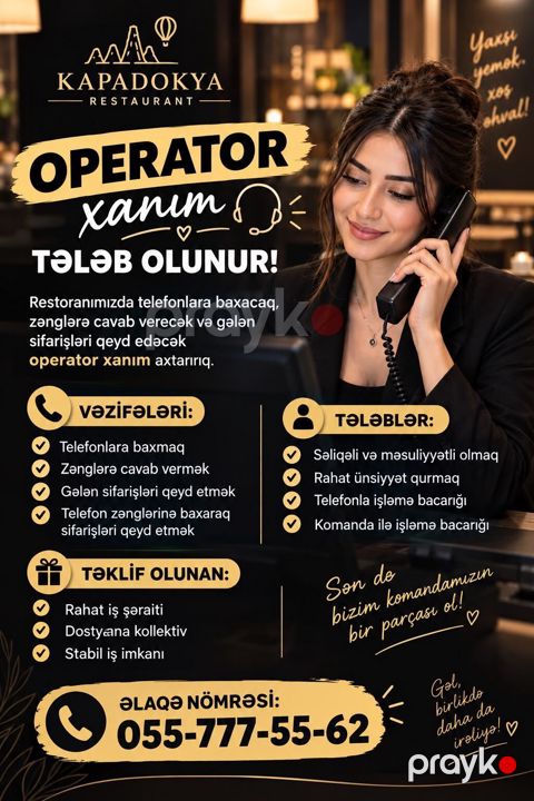 Hostes, qeydiyyatçı tələb olunur, 18-29 yaş — Gəncə