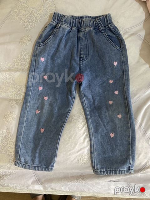 Uşaqlar üçün cins şalvar - Rəng: klassik açıq mavi denim - Ön hissədə — Bakı