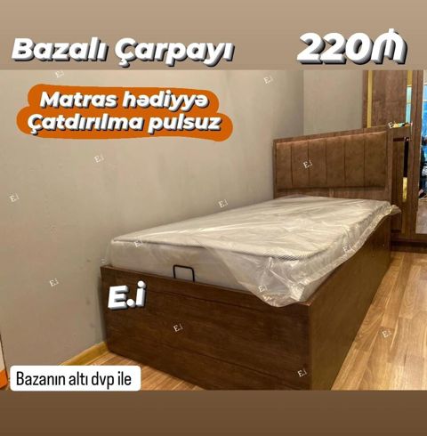 Bazalı çarpayı – praktik və rahat model. - Ölçü: tək nəfərlik — Sumqayıt