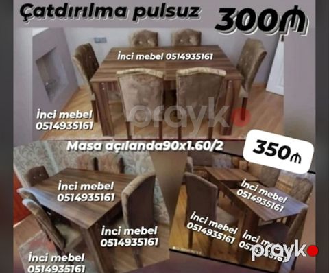 Qonaq otağı üçün, Yeni, Açılan, Dördbucaq masa, 6 stul — Bakı