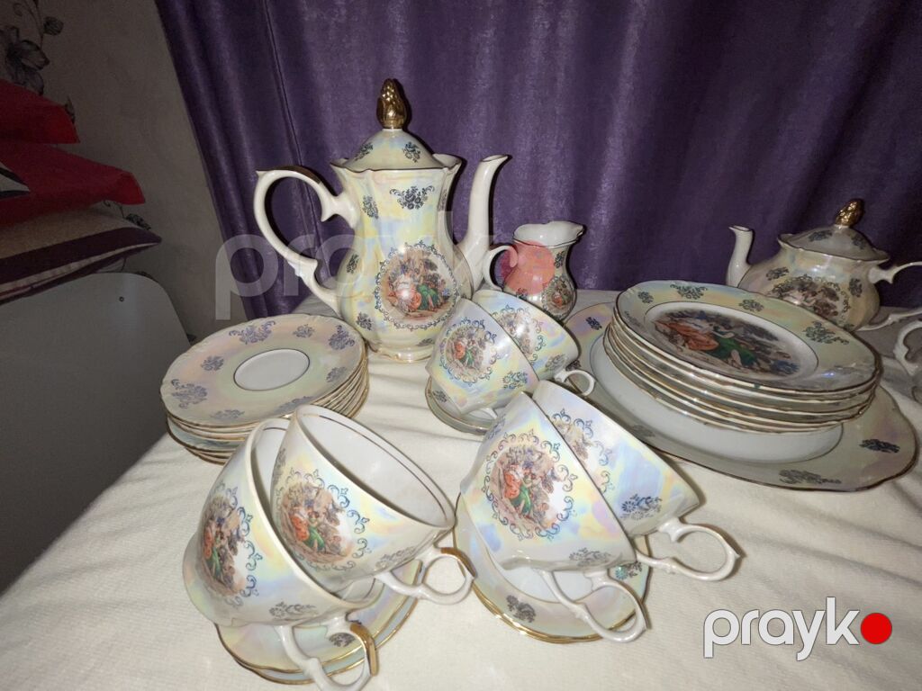 Çay dəsti, rəng - Ağ, Farfor, 6 nəfərlik — Süfrə qabı, Digah (3)