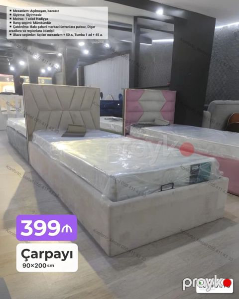 Çarpayı – 90×200 sm - Model: Bazasız, açılmayan mexanizm - Süngər — Bakı