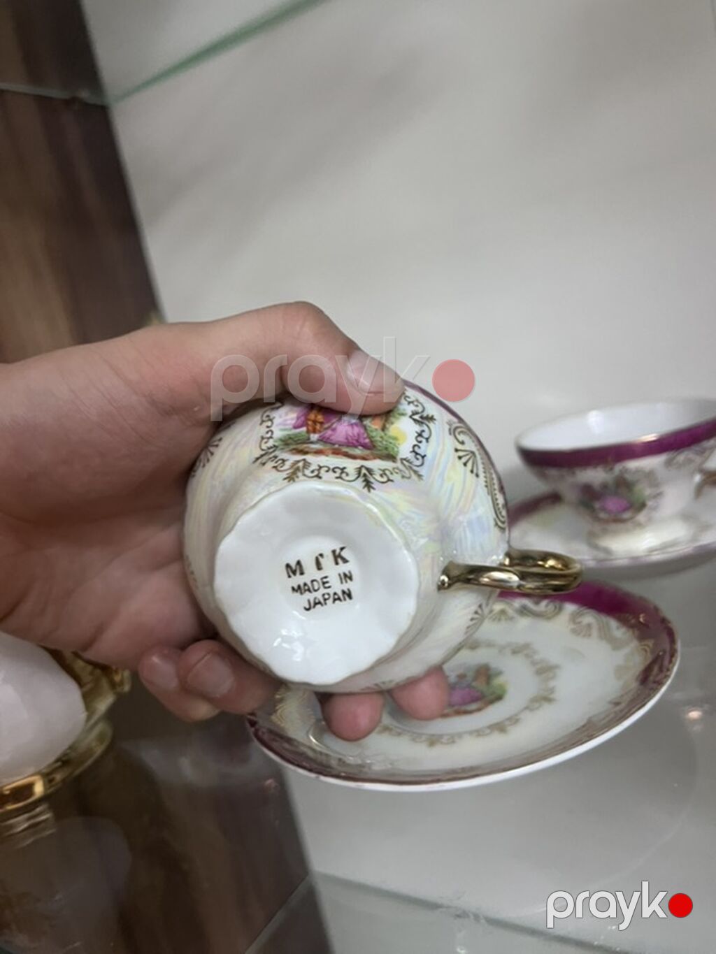 Çay dəsti, rəng - Bənövşəyi, Farfor, 6 nəfərlik, Yaponiya — Süfrə qabı, Bakı (4)