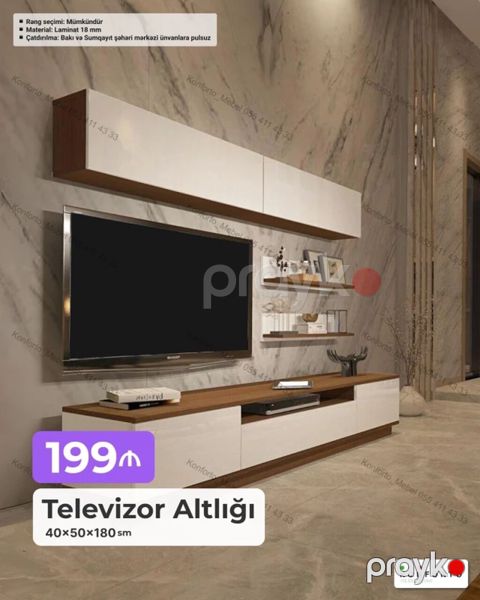 Televizor Altlığı – 40×50×180 sm - Material: 18 mm laminat - Rəng — Bakı