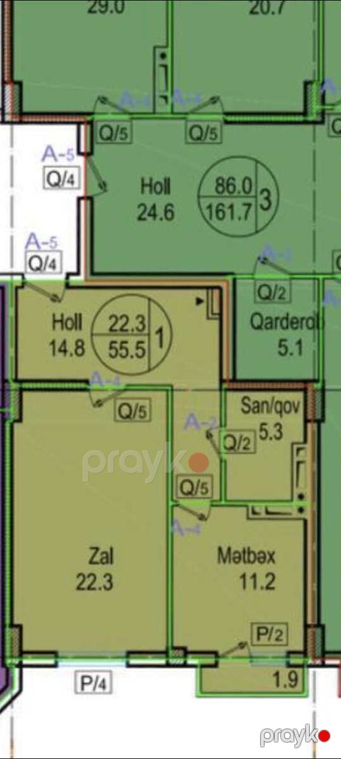 Satılır 1 otaqlı yeni tikili 55 m² — Bakı