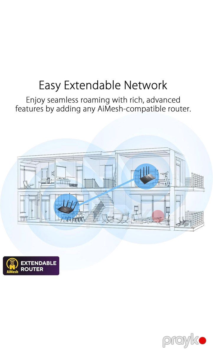 ASUS RT-AX3000 Wi‑Fi 6 Router — Şəbəkə və server avadanlığı, Bakı (8)