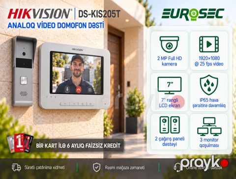 Analoq domofon dəsti "Hikvision DS-KIS205T" — Bakı