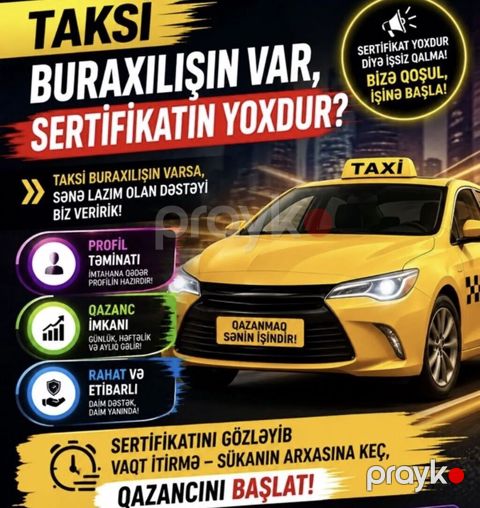 Taksi sürücüsü tələb olunur, Gündəlik ödəniş — Bakı
