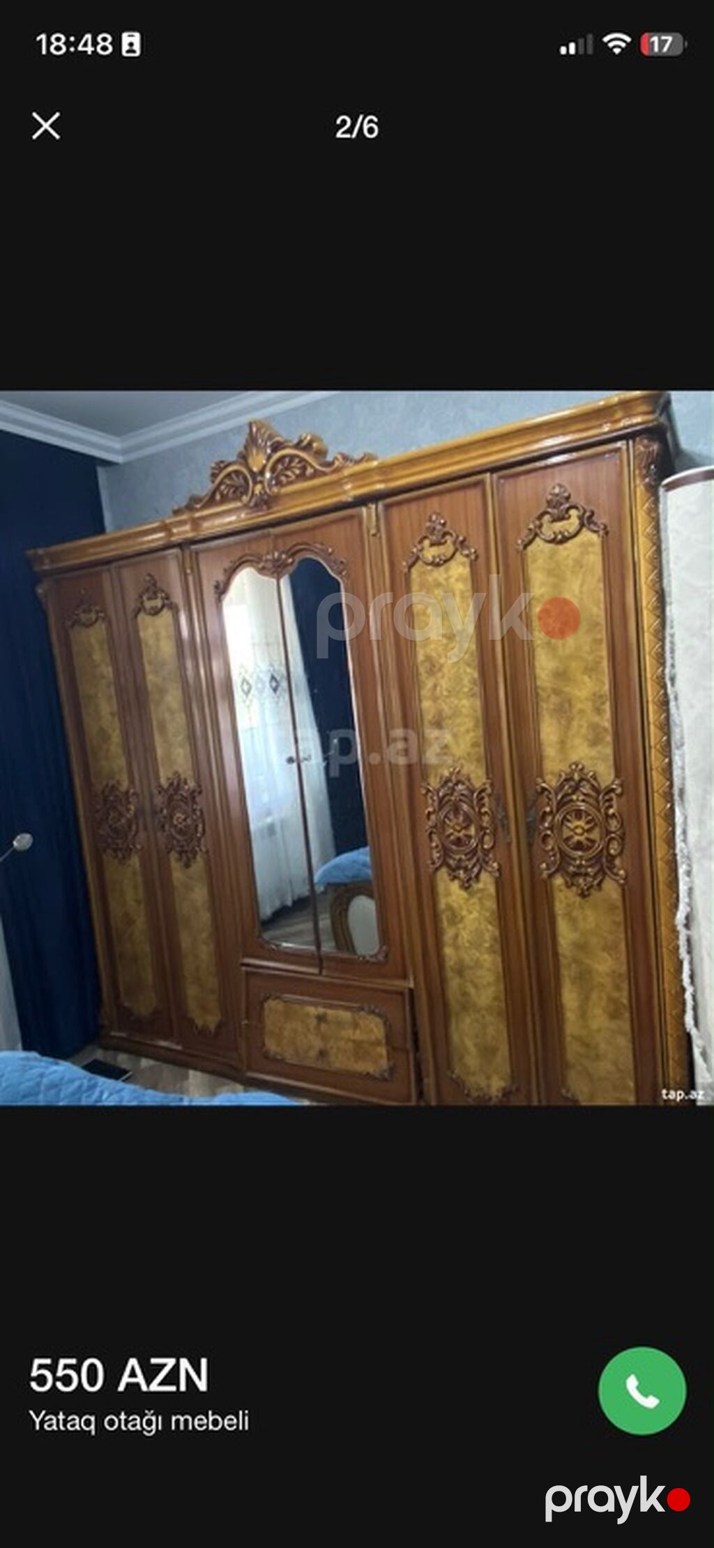 Yataq otağı mebeli dəsti - Klassik üslubda taxta işləməli dəst - Dəst — Yataq otağı mobilya dəstləri, Pirəkəşkül (2)