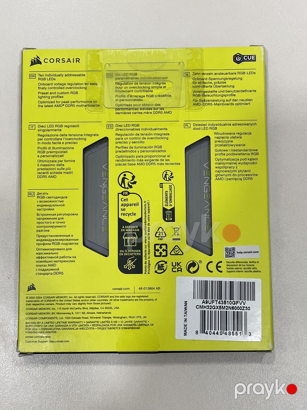 Operativ yaddaş (RAM) Corsair, 32 GB, 4000 Mhz, DDR5, PC üçün, İşlənmiş — Operativ yaddaş, Bakı (6)