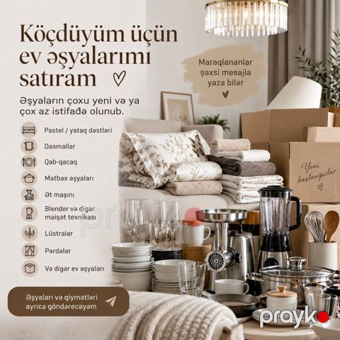 Köçdüyüm üçün müxtəlif ev əşyalarımı satıram. Kateqoriyalar — Bakı