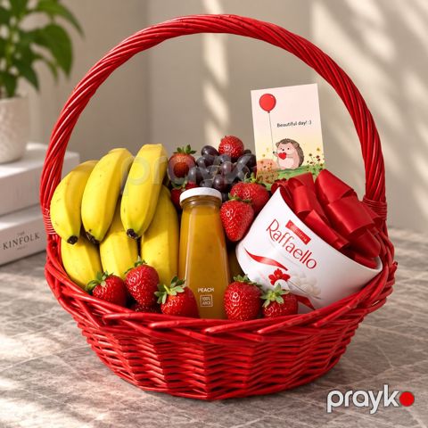 Qırmızı Sevinc Hədiyyə Səbəti — Bakı