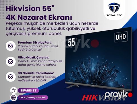 İzləmə monitoru Hikvision 55" 4K — Bakı