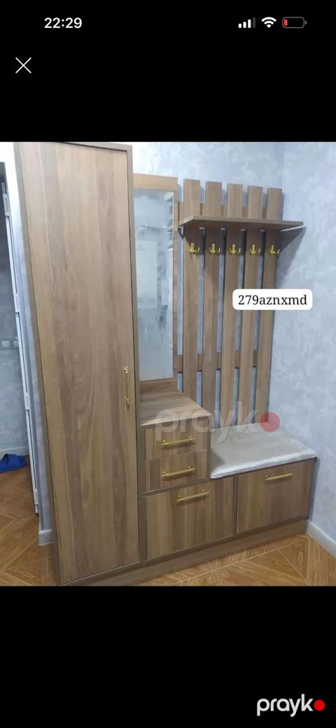 Dəhliz üçün çoxfunksiyalı qabaq giriş mebeli dəsti - Material: ağac — Bakı