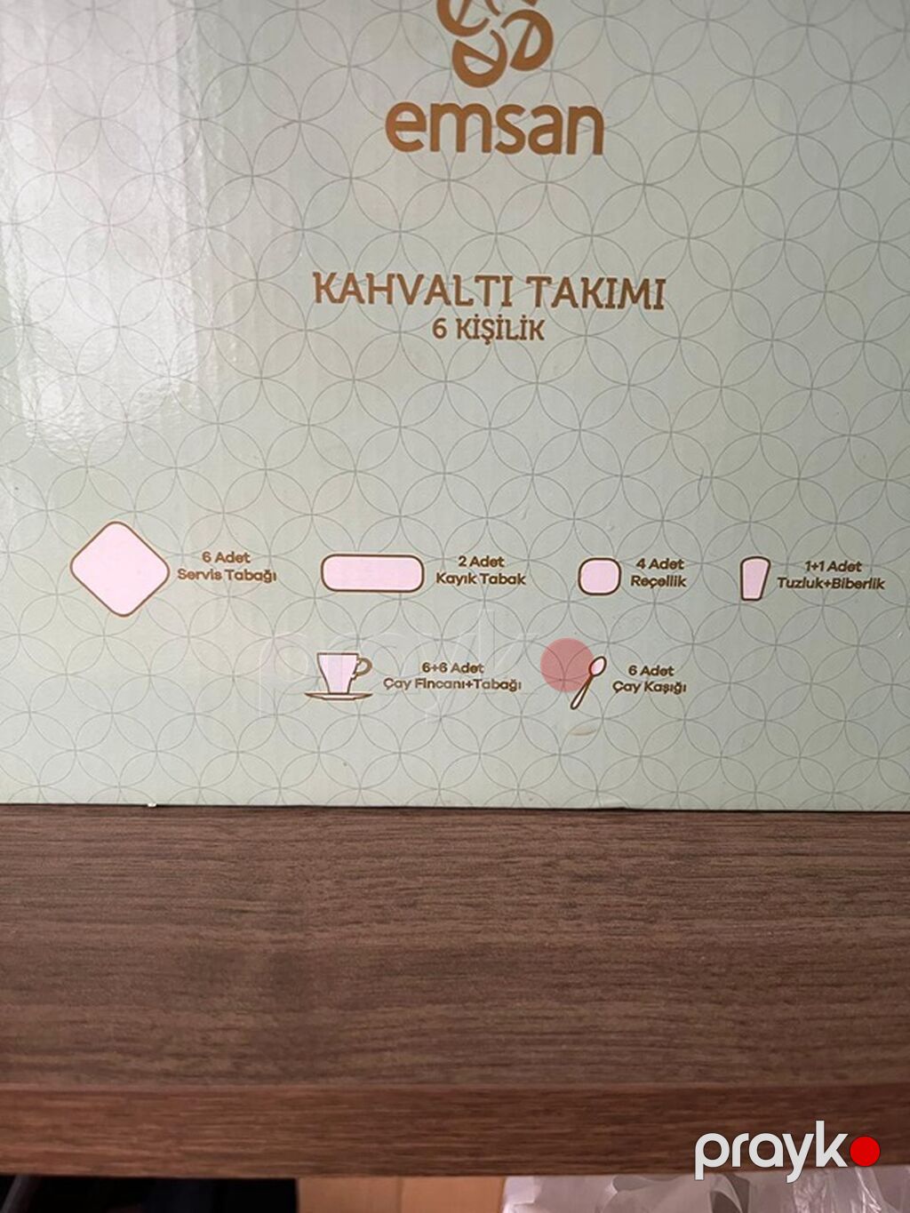 Emsan Kahvaltı Takımı – 6 nəfərlik Müasir taxta naxışlı dizayna malik — Qablar və mətbəx əşyaları, Bakı (3)