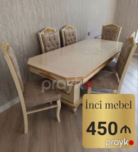 Qonaq otağı üçün, Yeni, Açılmayan, Dördbucaq masa, 6 stul — Bakı