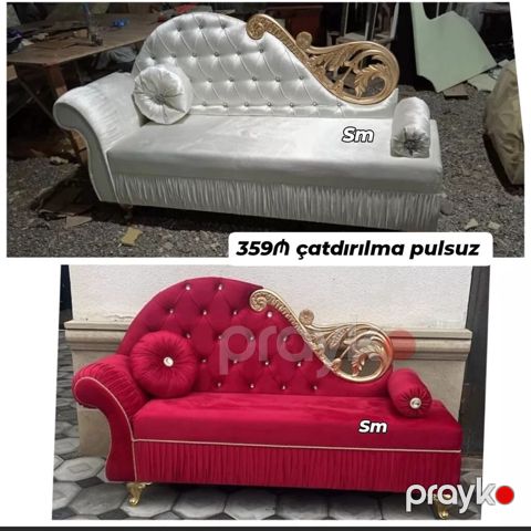 Lüks dizaynlı şezlonq/divan - Klassik üslubda, qızılı oyma dekorlu — Digah