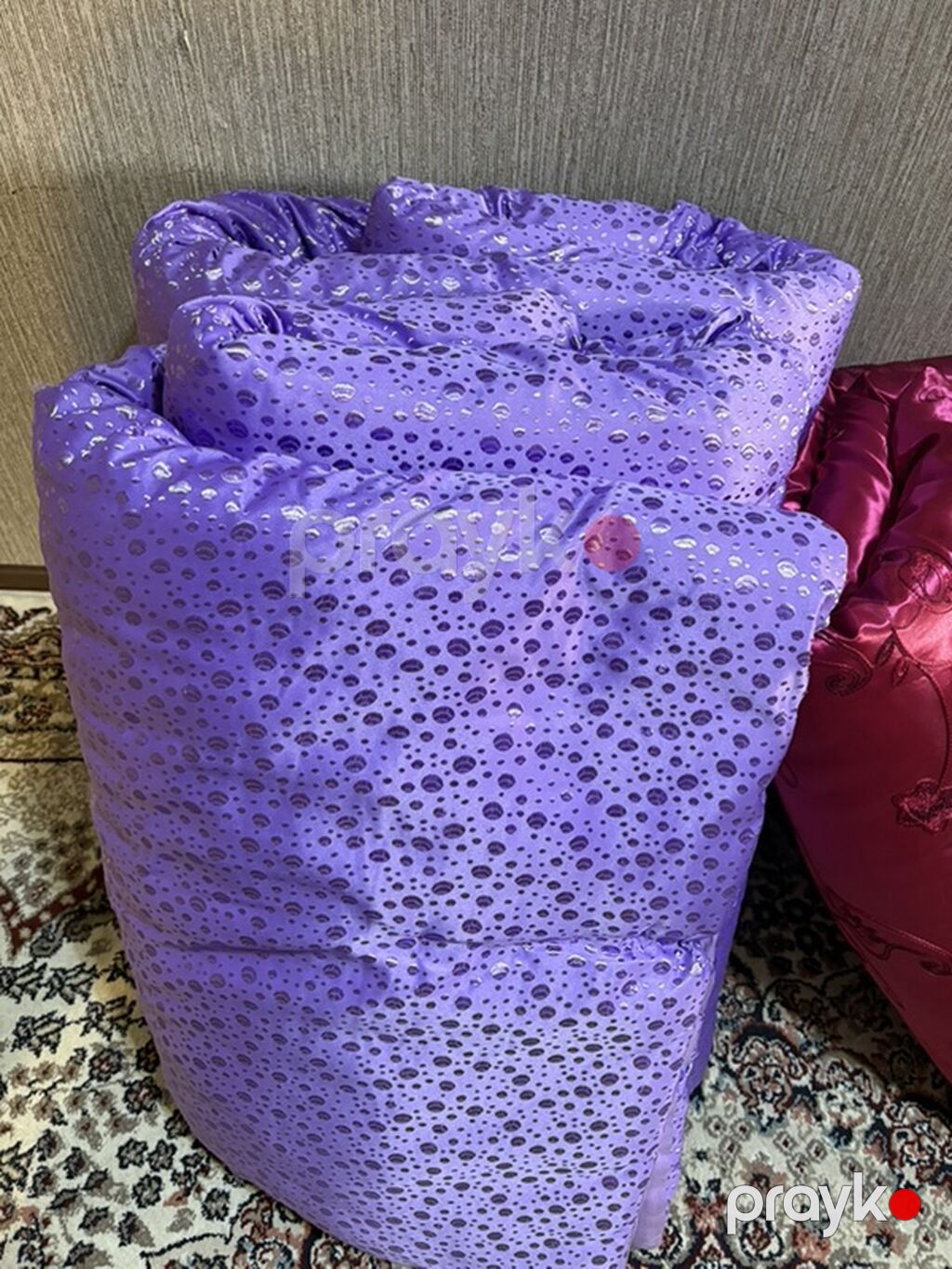 Bənövşəyi və qızılı rəngdə naxışlı yorğanlar - Material: parıltılı — Yorğanlar, Xırdalan (3)