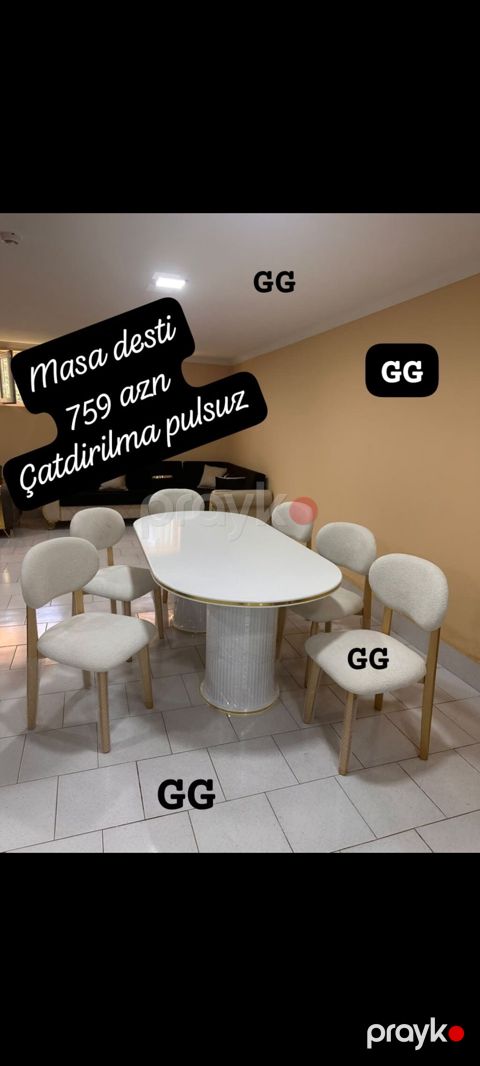 Oval masa, Qonaq otağı üçün, 6 nəfər