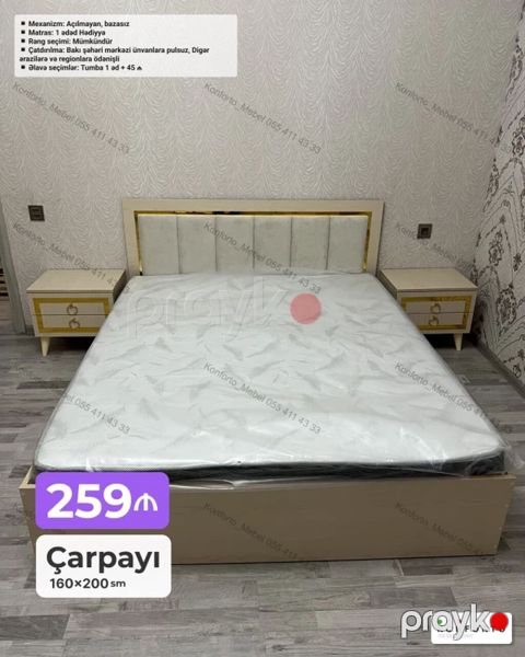 Çarpayı – 160×200 sm - Mexanizm: açılmayan, bazasız - Matras: 1 ədəd — Bakı