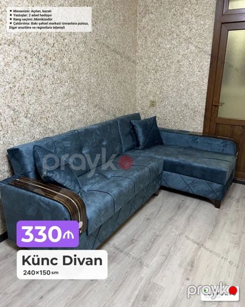Künc divan – 240×150 sm - Açılan, bazalı mexanizm: gündəlik — Bakı