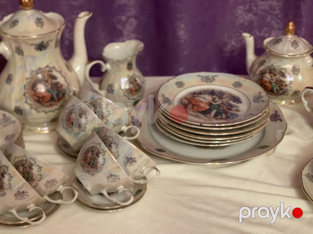 Çay dəsti, rəng - Ağ, Farfor, 6 nəfərlik — Süfrə qabı, Digah (4)