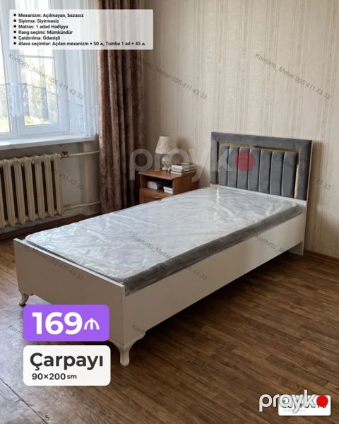 Çarpayı – 90×200 sm - Mexanizm: Açılmayan, bazasız - Sıyırma — Bakı