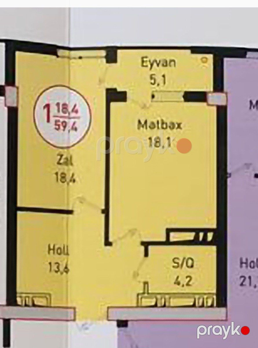 2-otaqlı yeni tikili, Mir Cəlal küç. 3169, 60 m² — Mənzil, Bakı (2)
