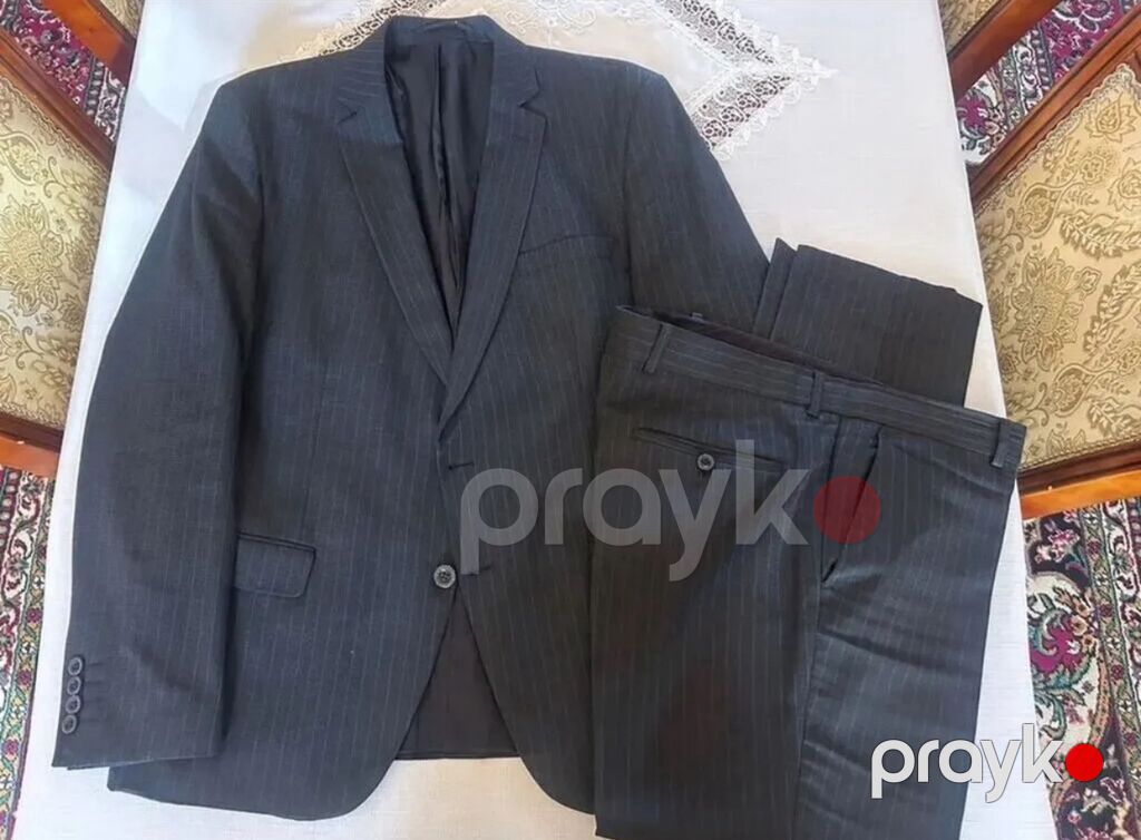 Kişi kostyum dəsti - Rəng: tünd boz (qara tonlarında), incə şaquli — Kostyum, Bakı (2)