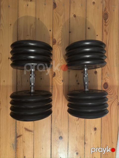 Tənzimlənən dambbell dəsti 40kq - hər biri 20kq, xrom rəngli, tutacaq — Bakı