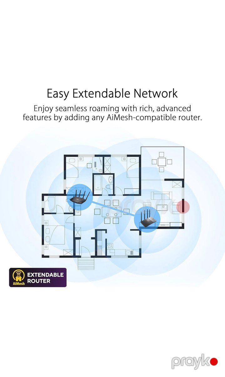 ASUS RT-AX3000 Wi‑Fi 6 Router — Şəbəkə və server avadanlığı, Bakı (9)