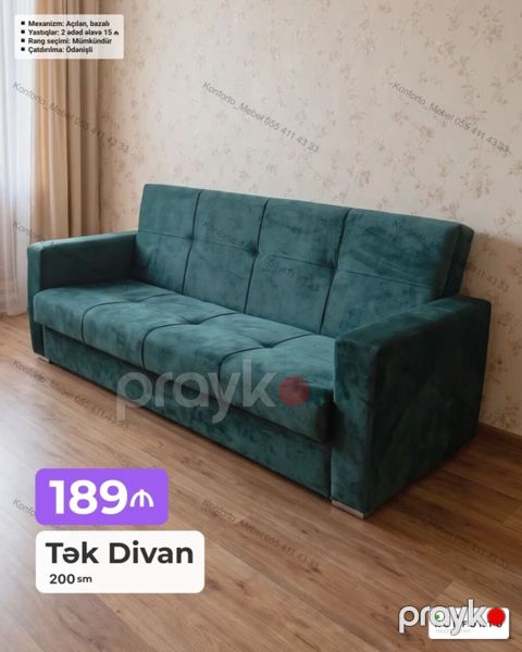 Tək divan – 200 sm - Açılan/bazalı mexanizm: gündəlik oturma və rahat — Bakı