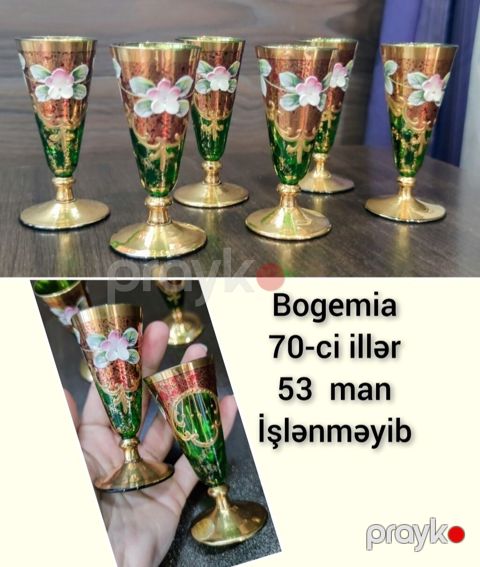 Rümkalar, rəng - Yaşıl, Şüşə, 6 ədədli dəst, Çexiya — Bakı