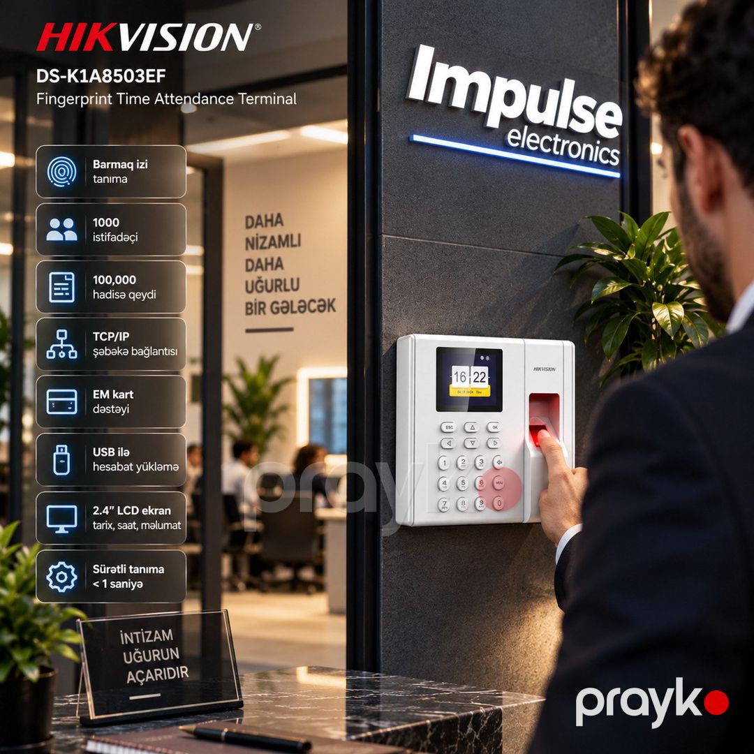 Hikvision DS-K1A8503EF İşçi Davamiyyət və İş Vaxtına Nəzarət Sistemi — Ağıllı ev və təhlükəsizlik, Bakı (3)