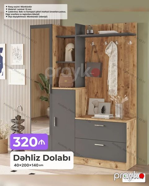 Dəhliz dolabı – 40×200×140 sm - Model: Dəhliz dolabı - Ölçü — Bakı