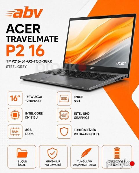 Noutbuk Acer TravelMate P2 16 Əsas Texniki Göstəriciləri: Model — Bakı