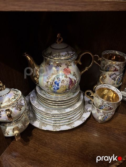 Çay dəsti, rəng - Qızılı, Farfor — Bakı