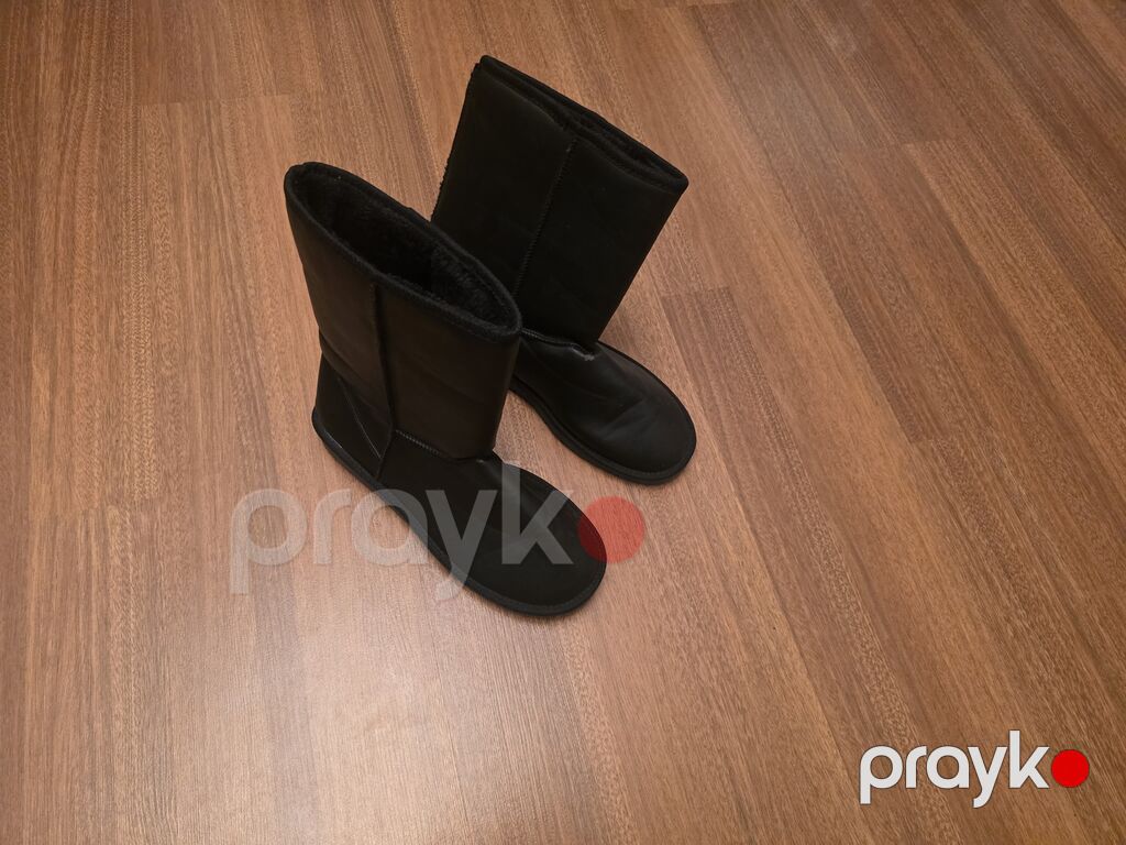 Qara rəngli istilik saxlayan qış çəkmələri - Model: dizdən aşağı, düz — Çəkmə, Bakı (3)