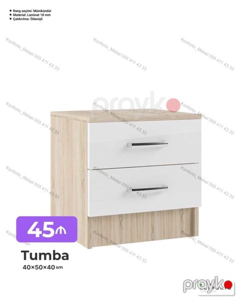 Tumba – 40×50×40 sm - İki çekmecəli kompakt tumbadır, yataq otağı və — Bakı