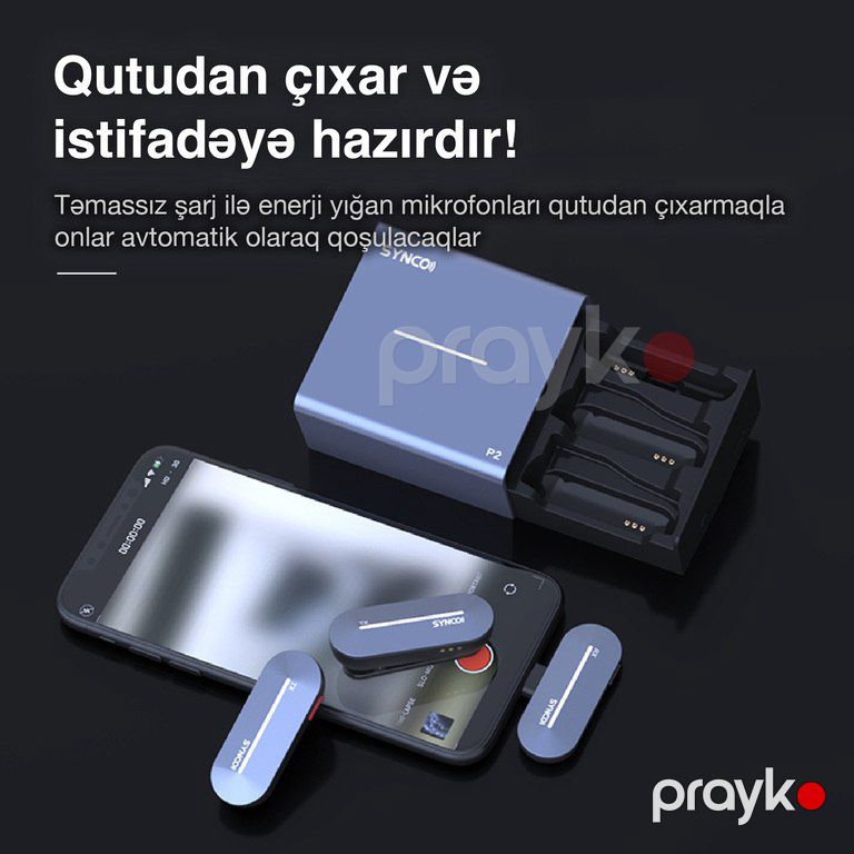 "Synco P2S T" telefon üçün simsiz yaxa mikrofonu (Type-C, 2 nəfərlik) — Səs texnikası, Bakı (7)