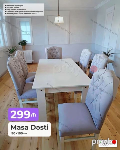 Məhsul: Masa Dəsti - Ölçü: 90 160 sm - Masa: Açılmayan mexanizm — Bakı