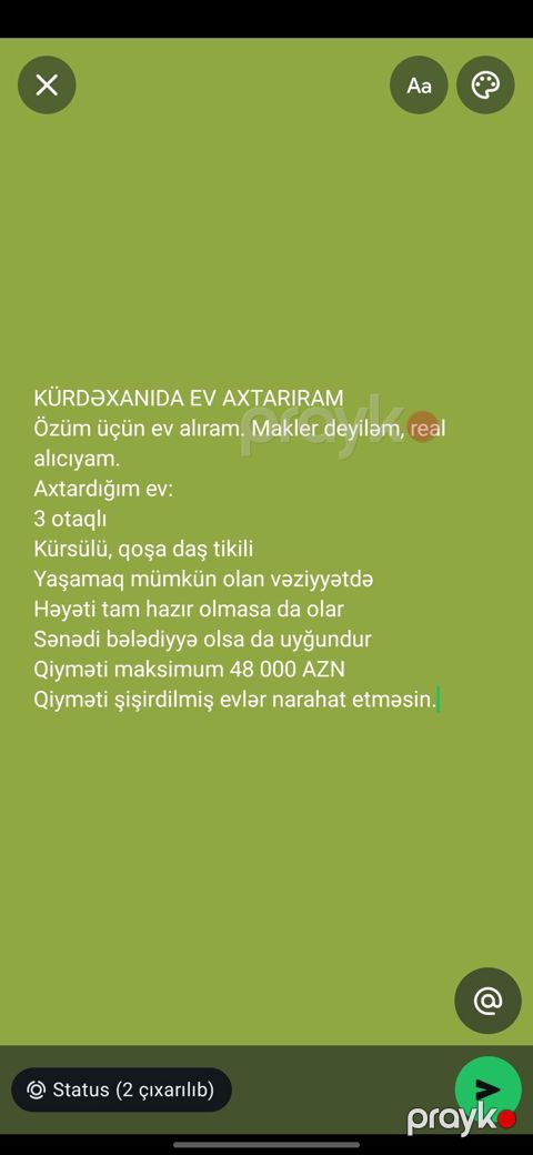 Kürdəxanıda ev axtarılır Öz istifadəm üçün ev axtarıram, makler — Digah