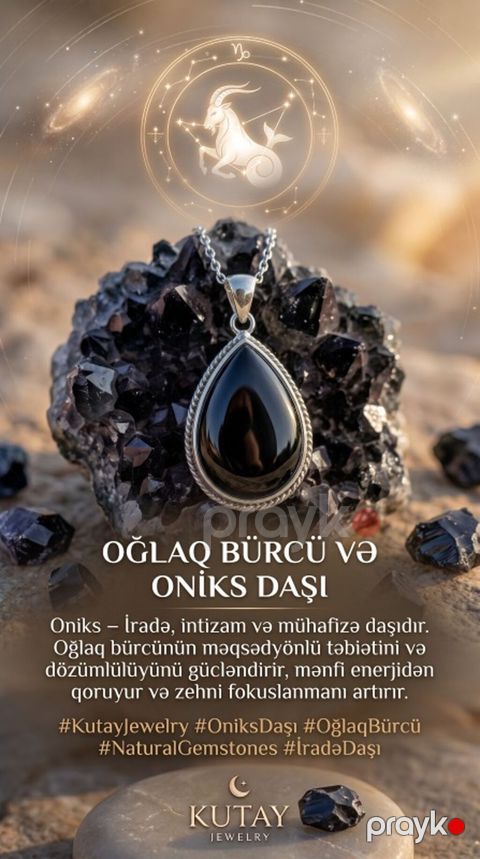 Kutay Jewelry – Bürc daşları kolleksiyası - Oğlaq bürcü üçün Oniks — Bakı