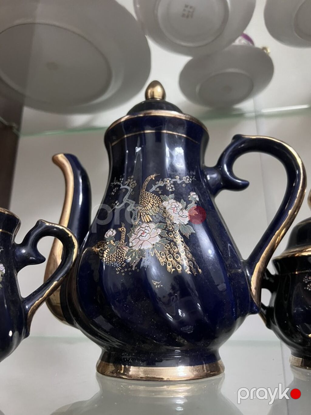 Çay dəsti, rəng - Göy, Farfor, Yaponiya — Süfrə qabı, Bakı (4)