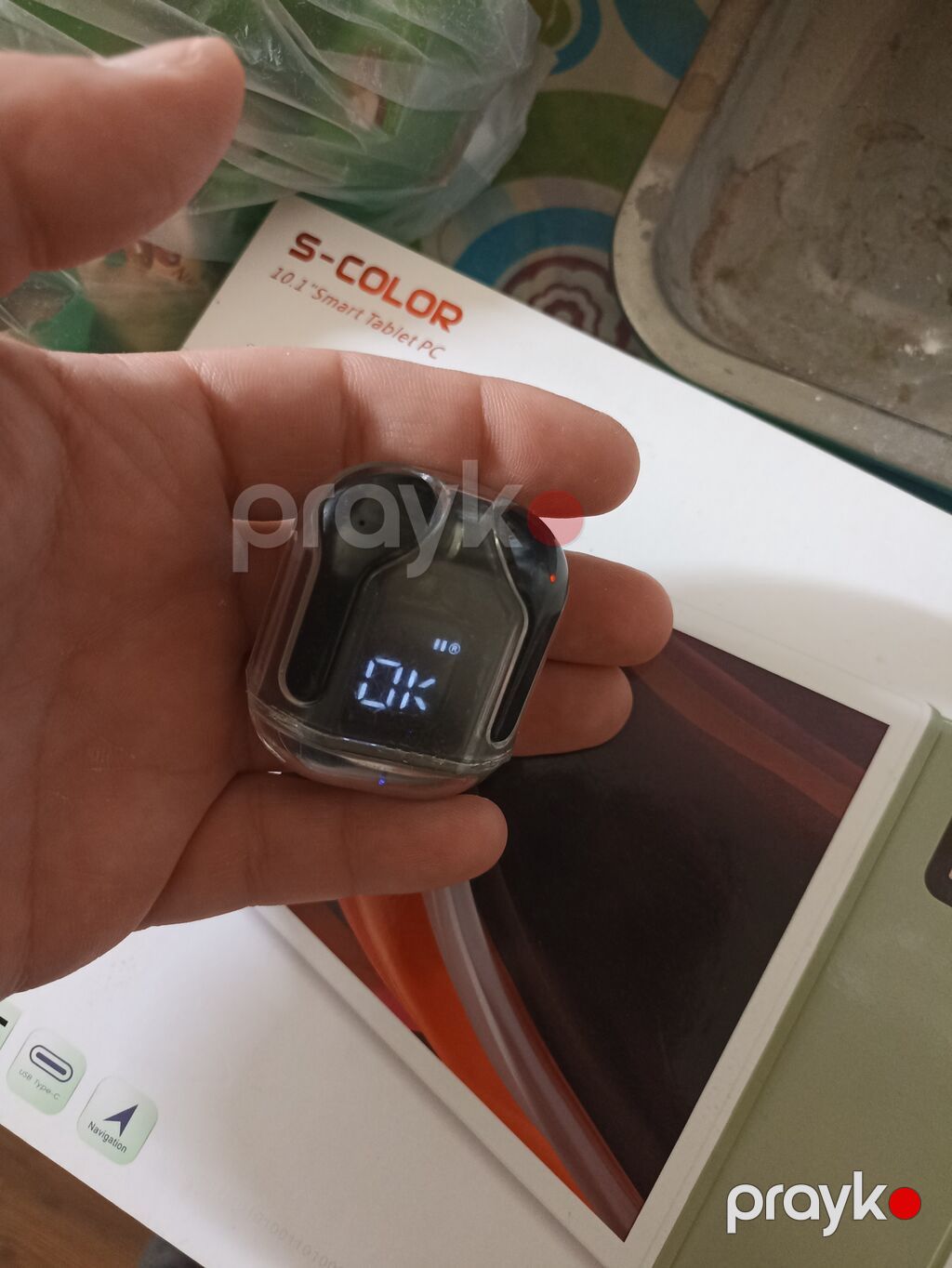 Bluetooth TWS qulaqlıq - Şaffaf qapaqlı kompakt şarj qutusu – cibə — Qulaqcıqlar, Bakı (5)