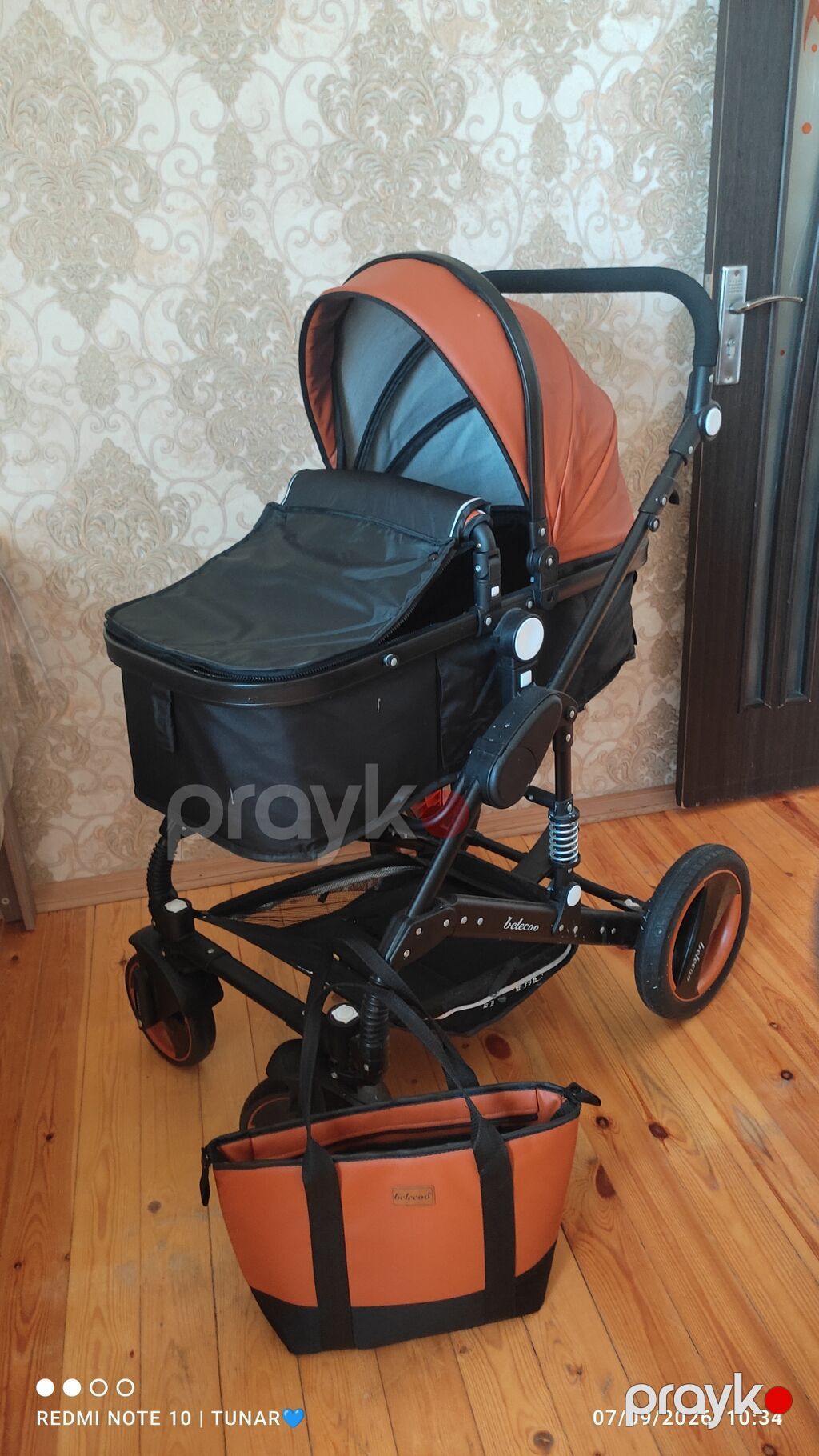 Belecoo 2-in-1 uşaq arabası - Rəng: qara + kərpic-narıncı (şassi və — Arabalalar, Masazır (2)