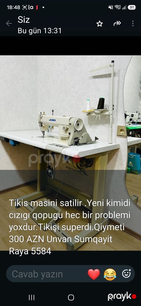 Juki sənaye tikiş maşını - Stolüstü komplekt (masa, pedal, motor) — Sumqayıt