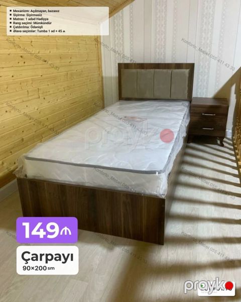 Çarpayı – 90×200 sm Xüsusiyyətlər: - Mexanizm: Açılmayan, bazasız — Bakı