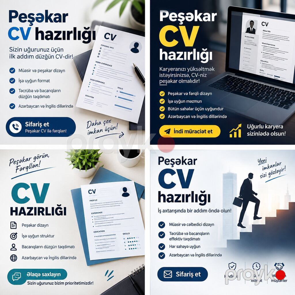 Xidmət: Peşəkar CV hazırlanması və dizaynı Təsvir: - Müasir, oxunaqlı — Digər, Bakı (2)